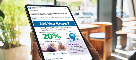 Person holding a tablet showing the latest visual of Did You Know?
