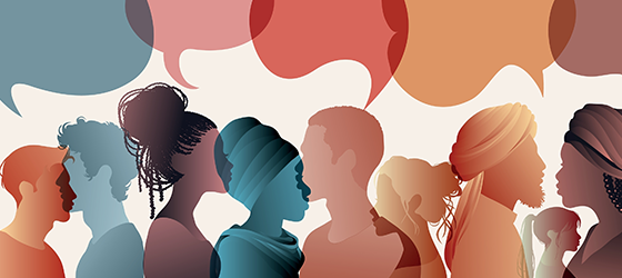 Illustrated silhouettes of a diverse group.